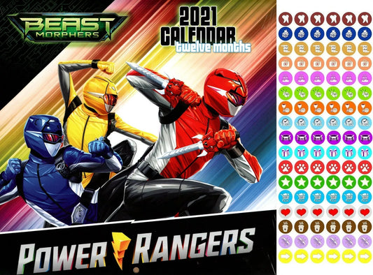 Power Rangers - 12 Month 2021 Wall Calendar - with 100 Reminder Stickers