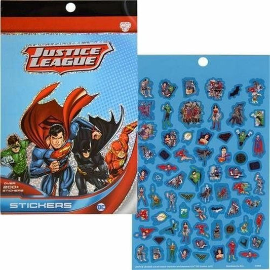 UPD 45756MZ Justice League Book- 4 Pages Over 200 Stickers, Multi