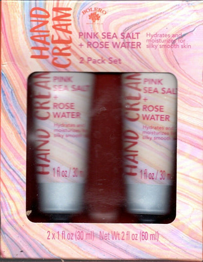 Hand Cream - Pink Sea Salt + Rose Water 2 Pack Set Moisturize 2 x 1fl oz (30ml)