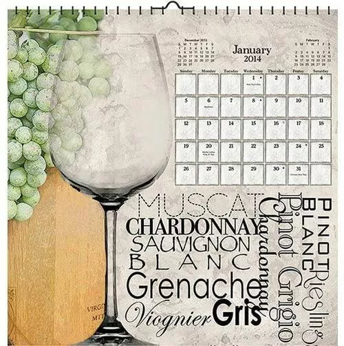 Wine by Lisa Wolk 2014 Wall Calendar