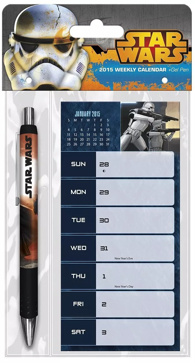 Star Wars Saga 2015 Weekly Calendar with Pen