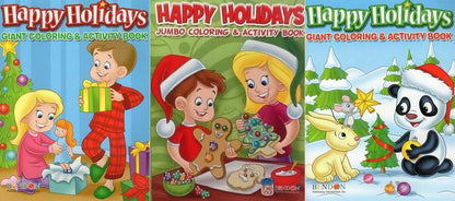 Happy Holidays 160 Page Giant Coloring and Activity Book - Set of 3