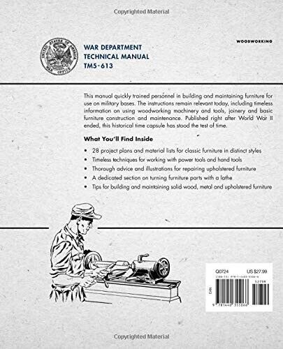 War Department Technical Manual - Woodworking & Furniture Repair Paperback Book