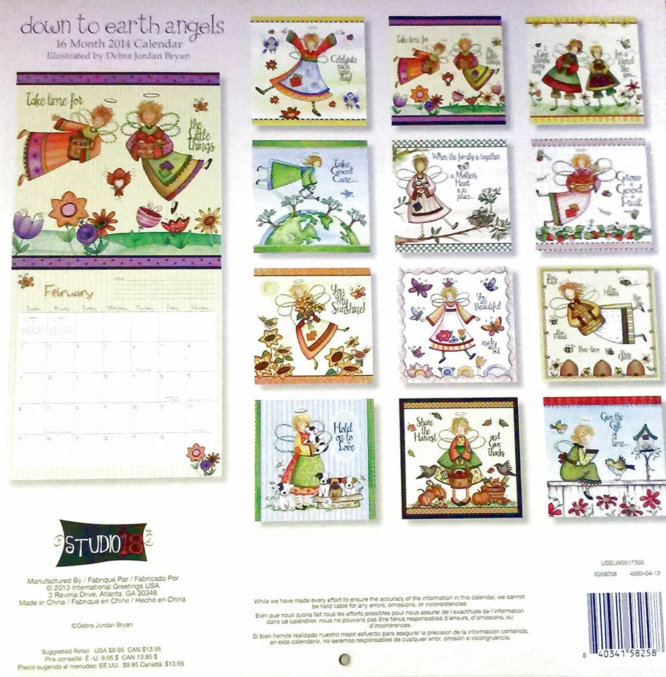 2014 - Down Earth Angels By Debra Bryan - 16 Month Wall Calendar - 12x12