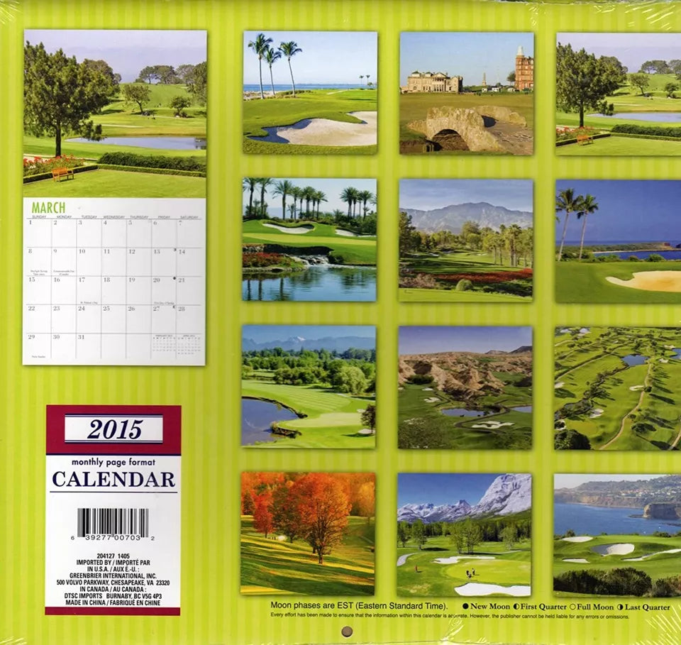 Golf Courses 12 Month 2015 Calendar with 12 Month Mini Calendar