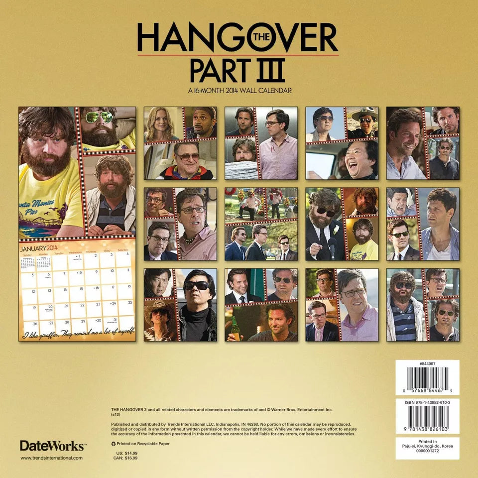 The Hangover 3 2014 Wall Calendar