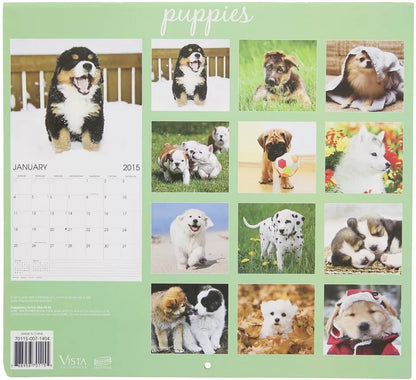 2015 Puppies 12x11 Vista 16-Month Wall Calendar