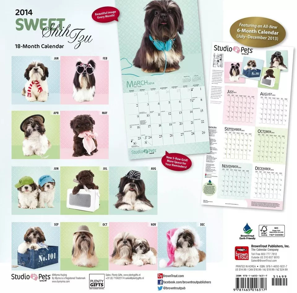 Sweet Shih Tzu by Myrna 2014 Wall Calendar