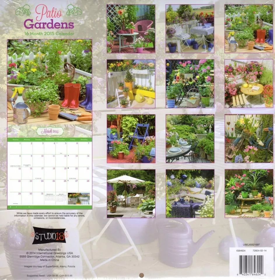 2015 16 Month Wall Calendar (Patio Gardens)