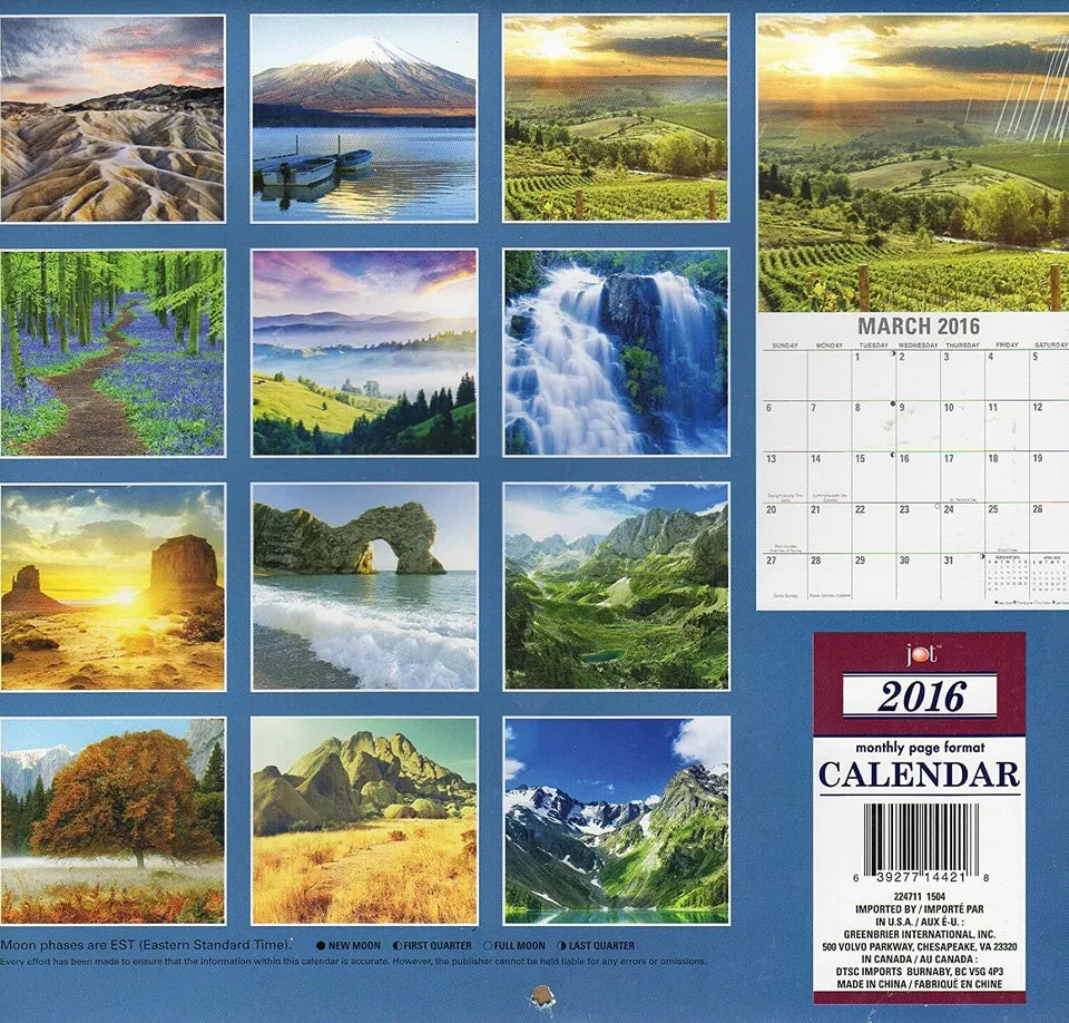 Landscapes - 2016-12 Month Wall Calendar Plus Mini Calendar