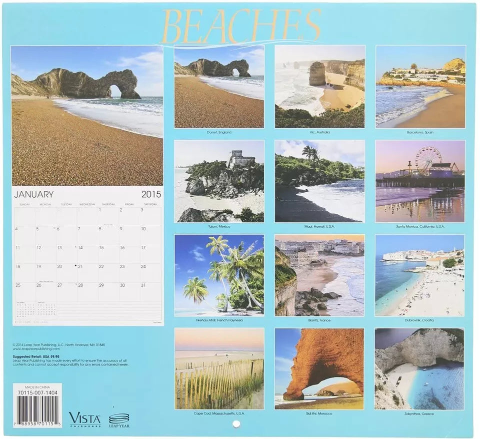 2015 Beaches 12x11 Vista 16-Month Wall Calendar