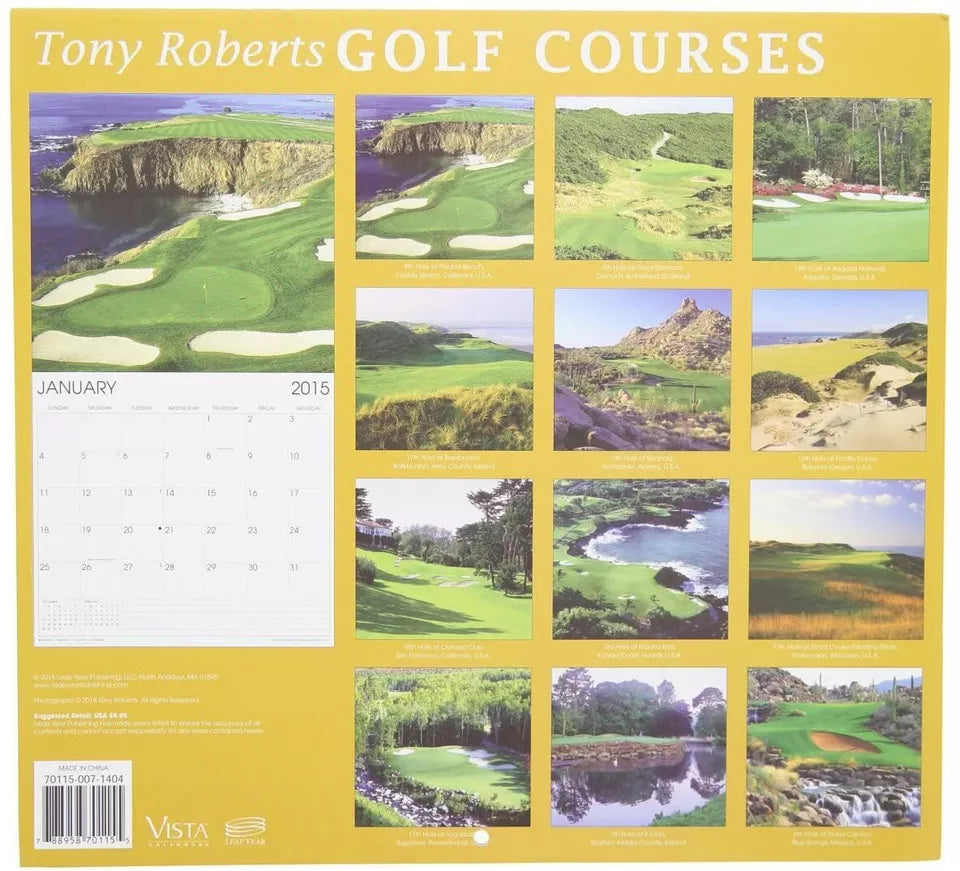 2015 Golf Courses 12x11 Vista Wall Calendar