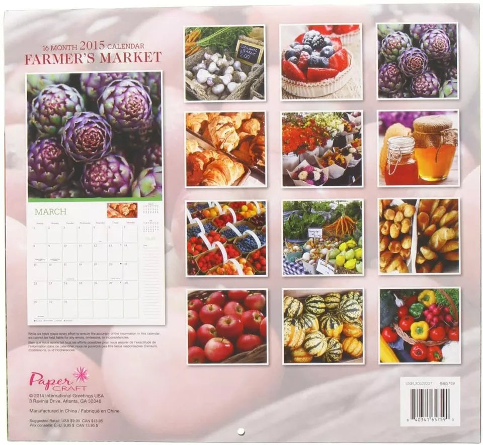 2015 Wall Calendar - 16 Month Farmer's Market