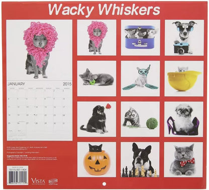 2015 Wacky Whiskers 12x11 Vista 16-Month Wall Calendar