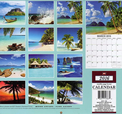 Tropical Beaches - 2016-12 Month Wall Calendar Plus Mini Calendar