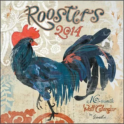 Roosters by Evelia 2014 Linen Wall Calendar