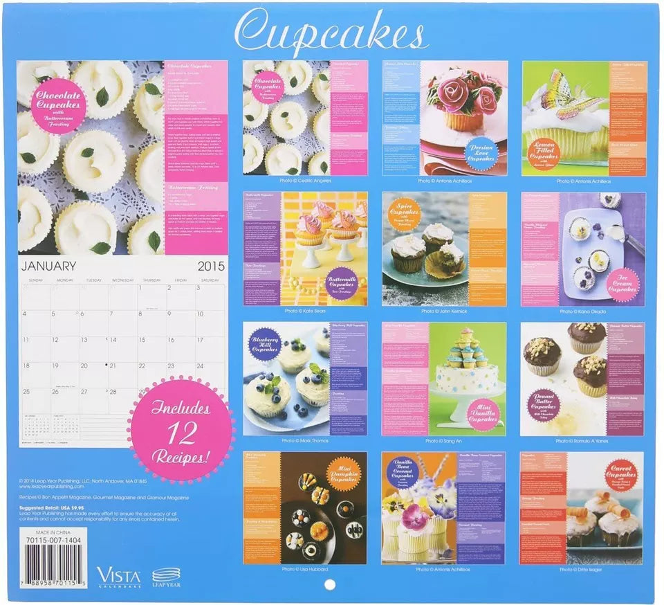 2015 Cupcakes 12x11 Vista 16-Month Wall Calendar