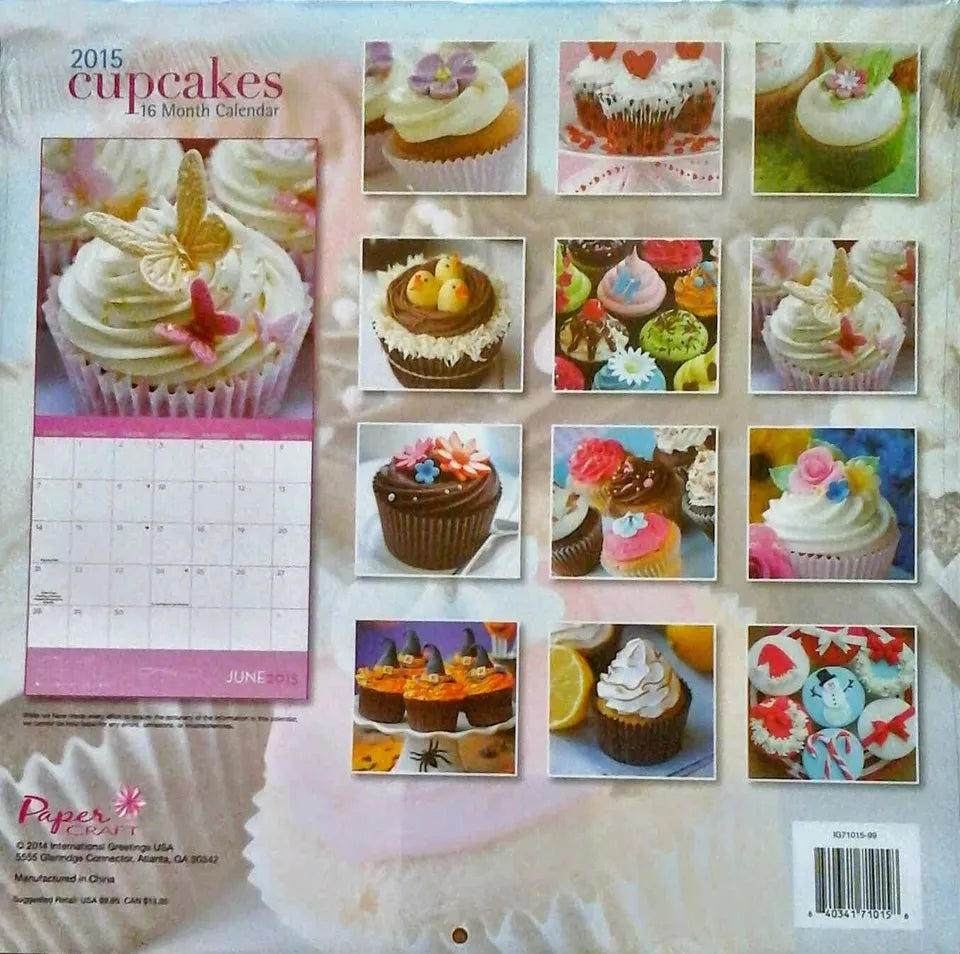 2015 Cupcakes 16 Month Wall Calendar