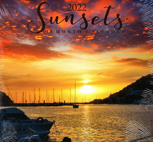 2022 16 Month Wall Calendar Linen Paper Texture - Sunsets - with 100 Stickers