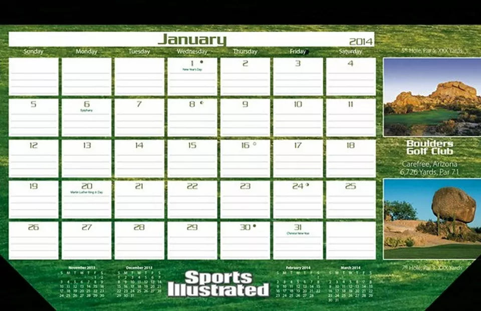 Sports Illustrated Golf Courses 2014 Desk Pad Calendar