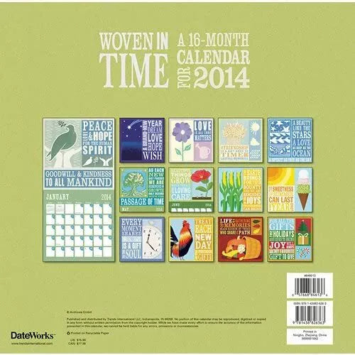 Woven in Time by Flavia 2014 Linen Wall Calendar