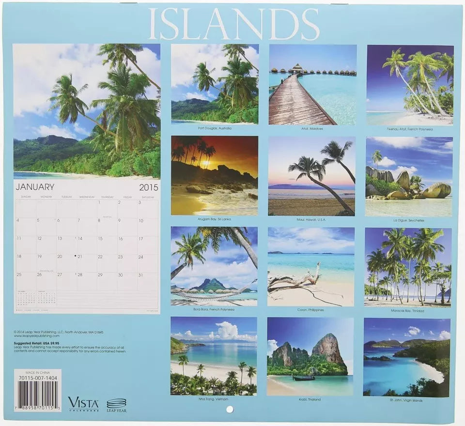 2015 Islands 12x11 Vista 16-Month Wall Calendar