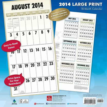 Large Print 2014 Calendar: 18-month (Multilingual Edition)