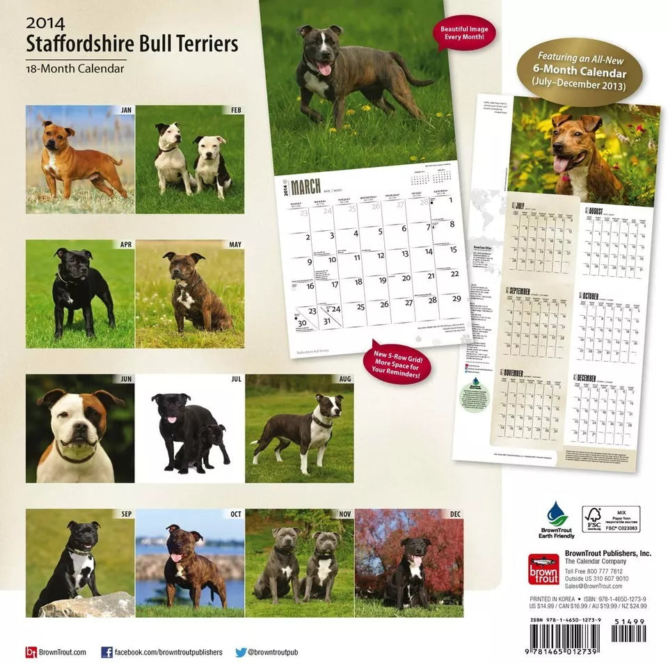 Staffordshire Bull Terriers 2014 Wall Calendar