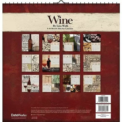 Wine by Lisa Wolk 2014 Wall Calendar