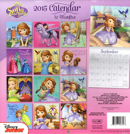 Sofia The First - Disney Junior - 2015 12 Month Wall Calendar 10x10