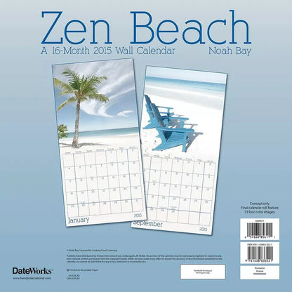 2015 Zen Beach Linen Wall Calendar Trends International