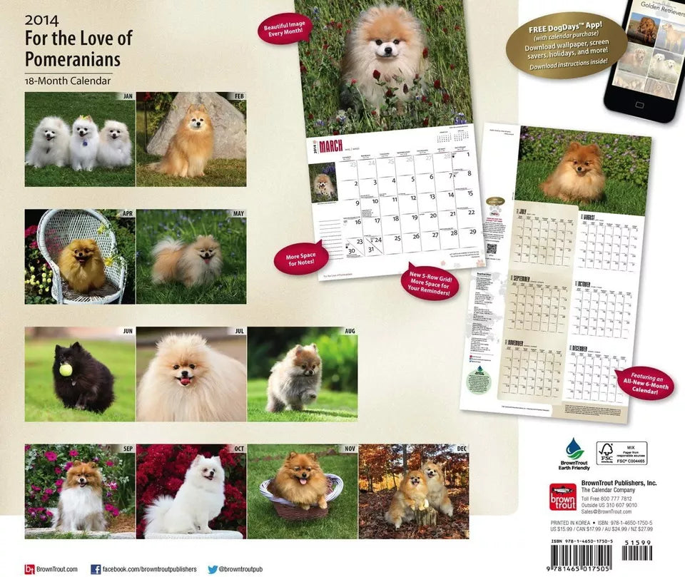 Pomeranians 2014 Deluxe Wall Calendar