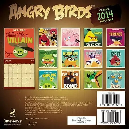 Angry Birds 2014 Small Wall Calendar