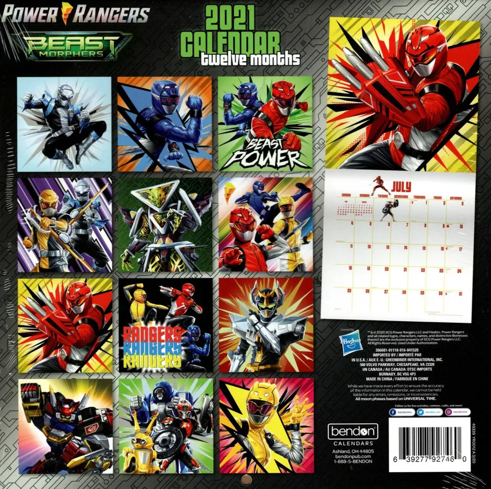 Power Rangers - 12 Month 2021 Wall Calendar - with 100 Reminder Stickers