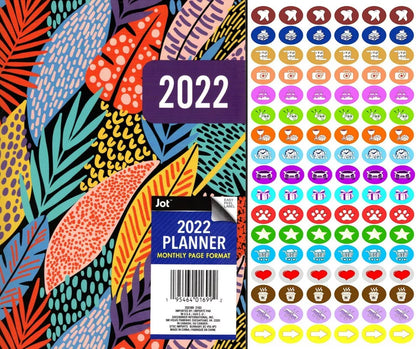 2022 Planner Calendar - School College Monthly Agenda + 100 Stickers v4