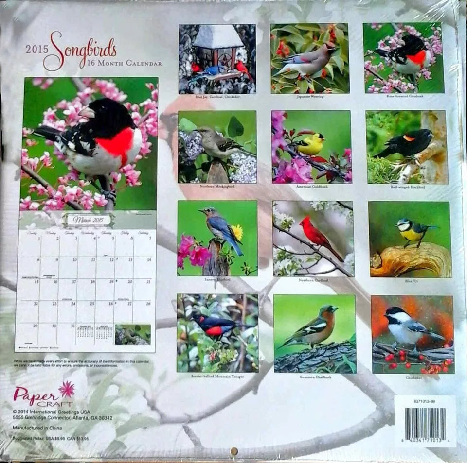 2015 Songbirds 16 Month Wall Calendar