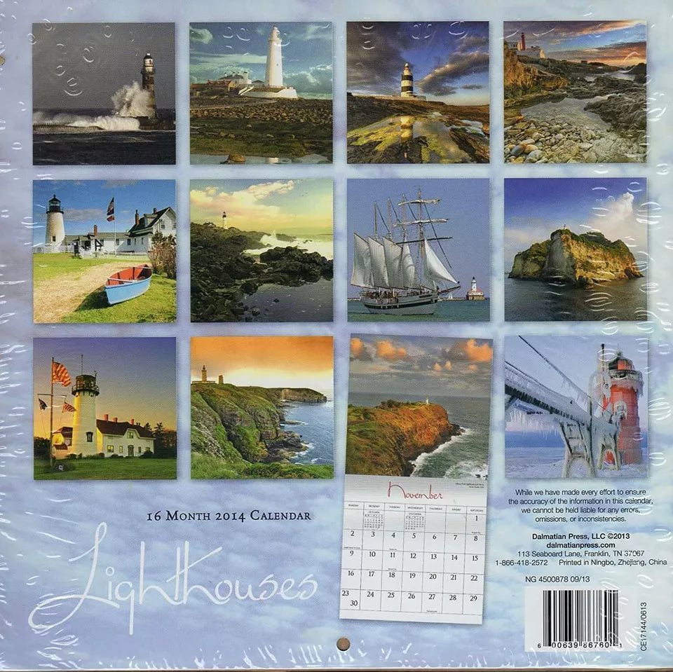 2014 Lighthouses 16 Month Calendar 8 X 8 Inches