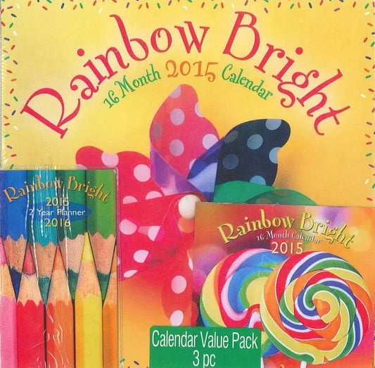 2015 Wall Calendar Value Pack (Bright Rainbow Colors)