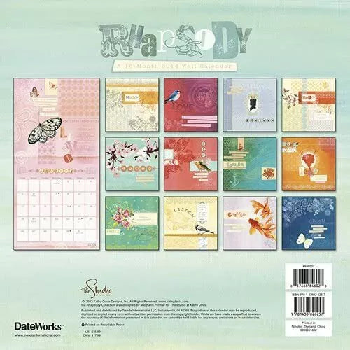 Rhapsody by Kathy Davis 2014 Linen Wall Calendar