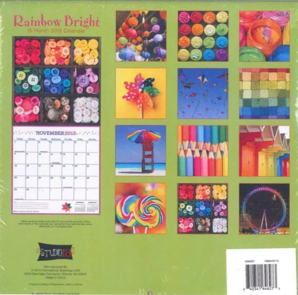 2015 Wall Calendar Value Pack (Bright Rainbow Colors)