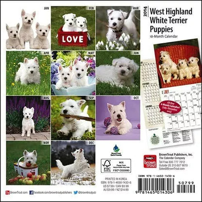 West Highland White Terrier Puppies - 2014 Mini Calendar