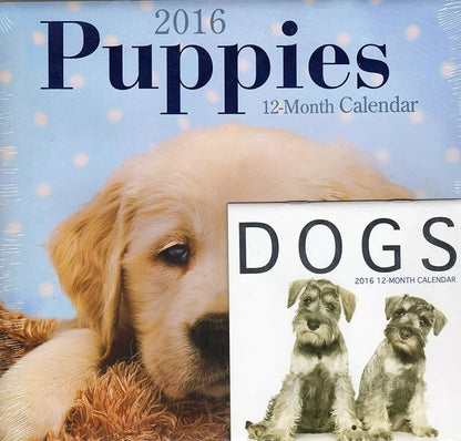 Puppies- 2016-12 Month Wall Calendar Plus Mini Calendar