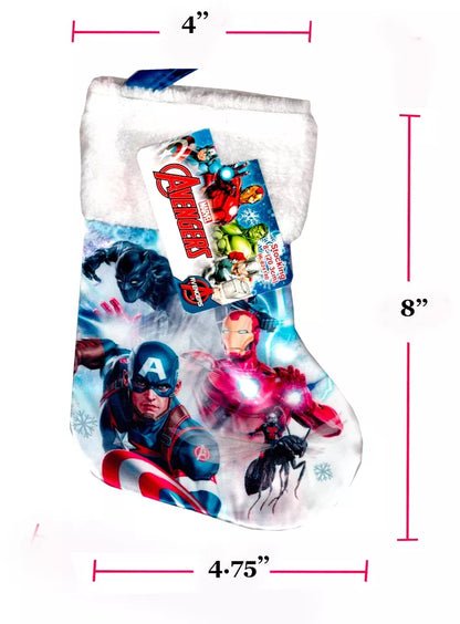 Avengers & Spider - (Mini Size) 8" Printed Satin Christmas Stocking Plush Cuff