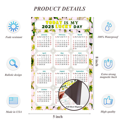 2025 Magnetic Calendar - Calendar Magnets - Today is my Lucky Day - (Fade, Tear, and Water Resistant) - Themed 029