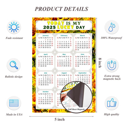 2025 Magnetic Calendar - Calendar Magnets - Today is my Lucky Day - (Fade, Tear, and Water Resistant) - Themed 030